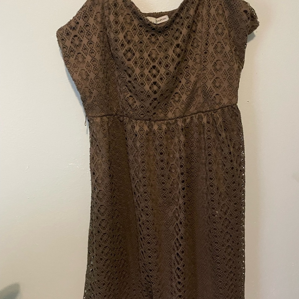 High quality dark green lace dress